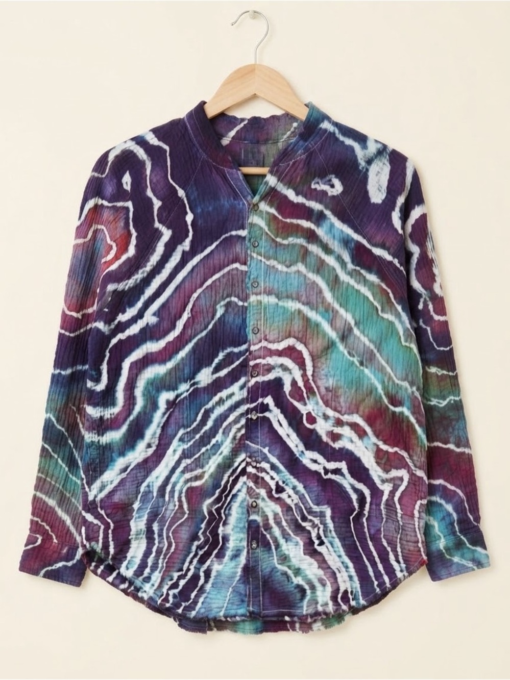 Ice Dyed We The Free Cotton Gauze Button-Down Shirt